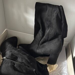Marc Fisher Black Heeled Boots with Slouchy Style. Worn once